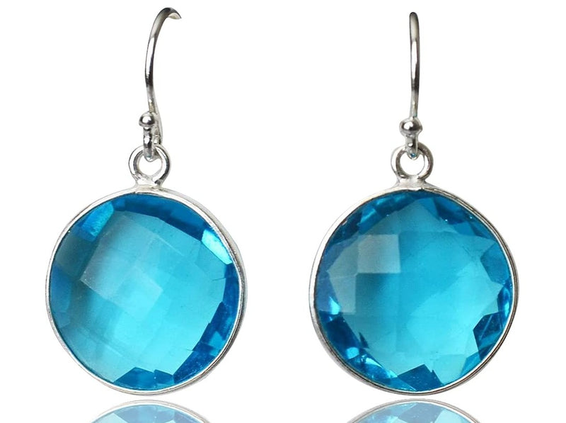 Blue Topaz Earrings, December Birthstone Earrings, Sterling Silver or 14K Gold Fill, Round Birthstone