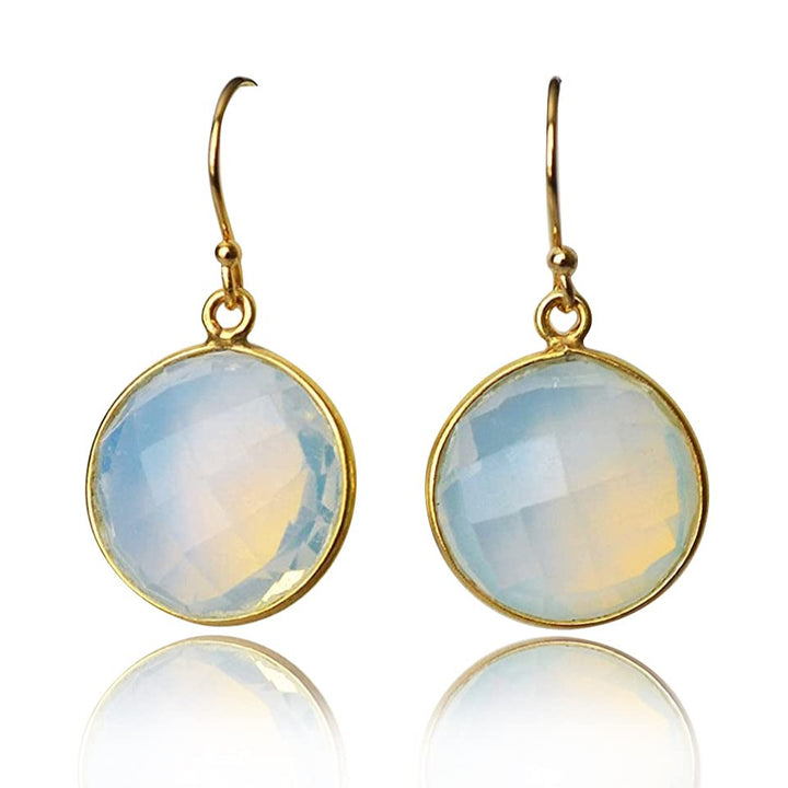 Opalite Earrings, October Birthstone Earrings, Mother's Day Gift,  Round Birthstone, Sterling Silver or 14K Gold Fill, Opal Jewelry, Bridesmaid Gift