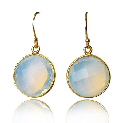 Opalite Earrings, October Birthstone Earrings, Mother's Day Gift,  Round Birthstone, Sterling Silver or 14K Gold Fill, Opal Jewelry, Bridesmaid Gift