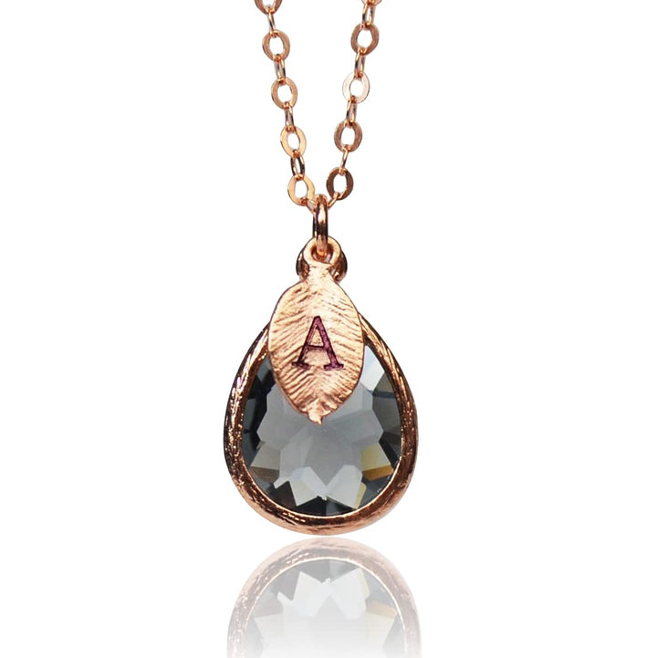 Black Diamond Necklace, April Birthstone Necklace, Teardrop