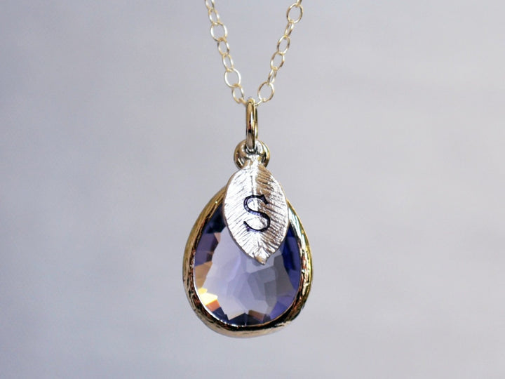 Amethyst Necklace, February Teardrop Birthstone Necklace