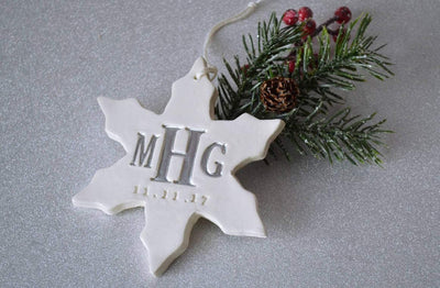 Monogrammed Christmas Ornament, Personalized Christmas Ornament, Large Snowflake Ornament