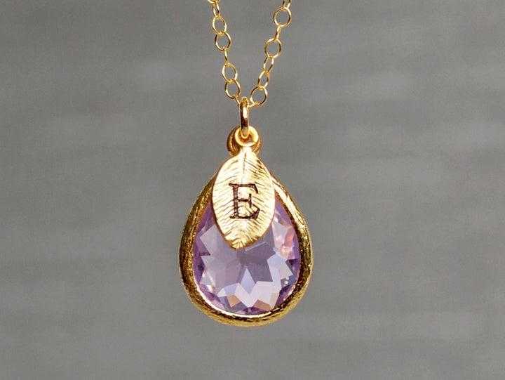 Lilac Necklace, February Birthstone Necklace, Teardrop