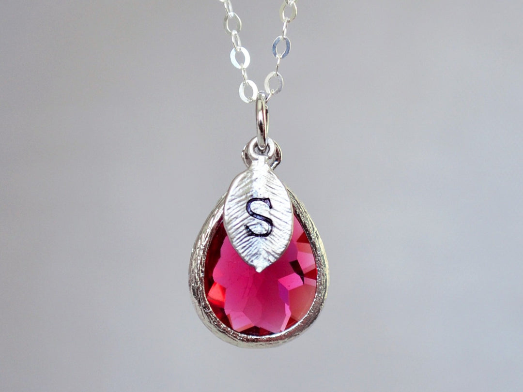 Ruby Necklace, July Teardrop Birthstone Necklace