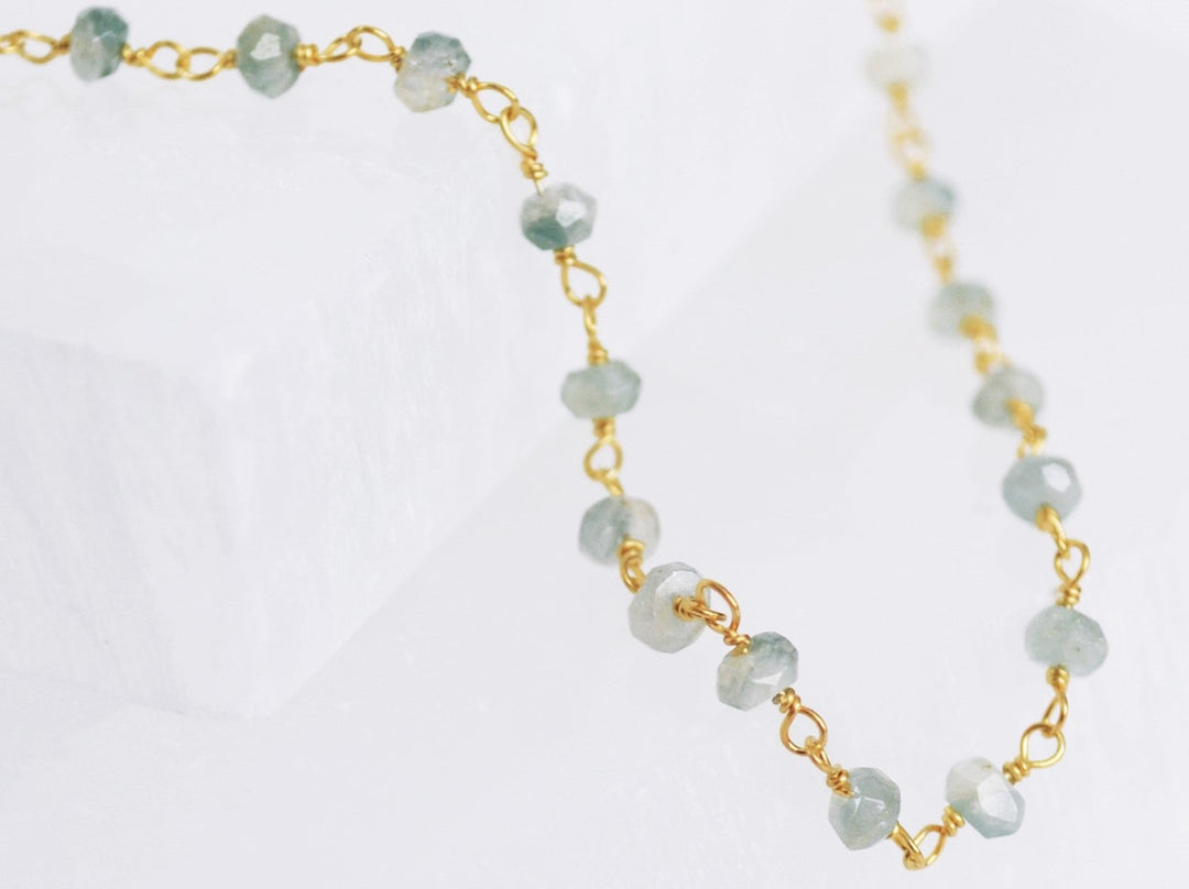 Moss Aquamarine Beaded Choker Necklace or Bracelet