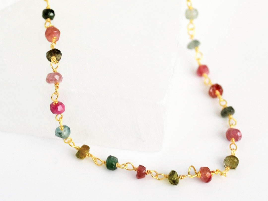 Multi Tourmaline Beaded Choker Necklace or Bracelet