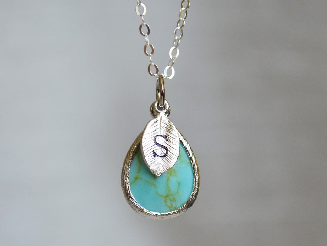 Turquoise Necklace, December Birthstone Necklace, Teardrop