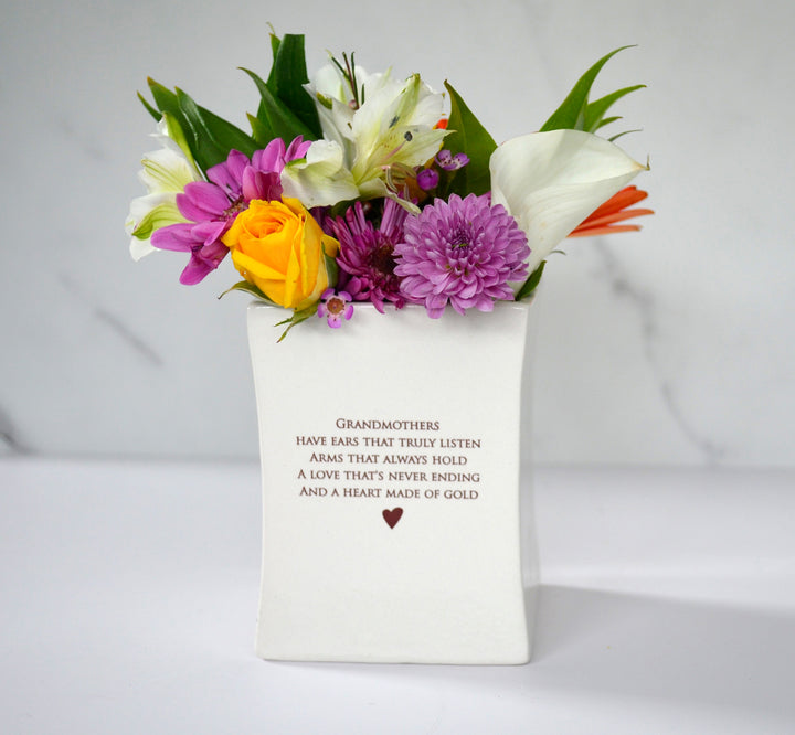 READY TO SHIP - Unique Grandmother Gift - Square Vase