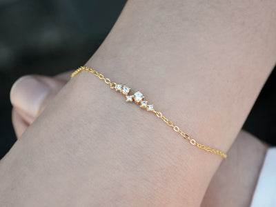 Dainty CZ Diamond Cluster Bracelet - In Gold, Rose Gold and Silver