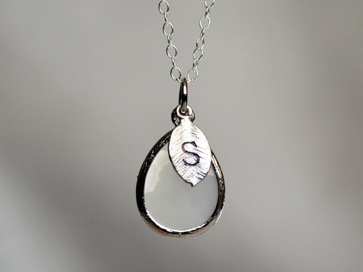 June Birthstone Necklace, Teardrop Moonstone Necklace