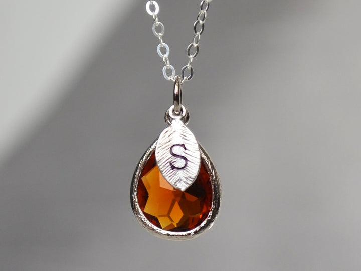 Topaz Necklace, November Birthstone Necklace, Teardrop