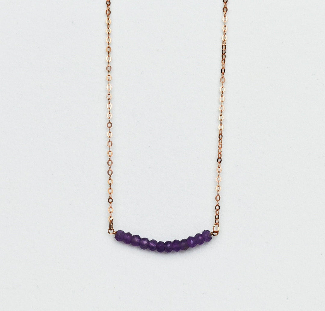 Amethyst Beaded Necklace, Dainty Amethyst Necklace, February Birthstone Necklace, Layering Necklace, Bridesmaid Gift, March Birthday Gift