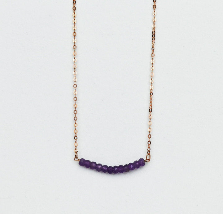 Amethyst Beaded Necklace, Dainty Amethyst Necklace, February Birthstone Necklace, Layering Necklace, Bridesmaid Gift, March Birthday Gift