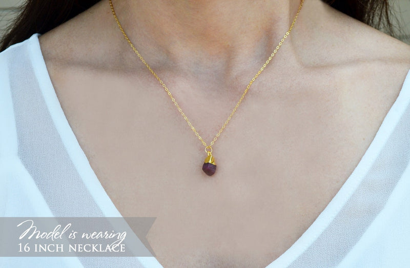 Amethyst Natural Stone Necklace, February Birthstone Necklace, Bridesmaid Gift, Layering Necklace, Personalized Necklace