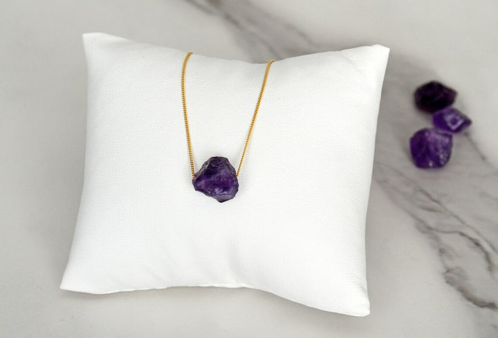 Amethyst Necklace, February Birthstone Necklace, Raw Stone Amethyst Jewelry, Layering Necklace, Boho Necklace, Healing Crystals