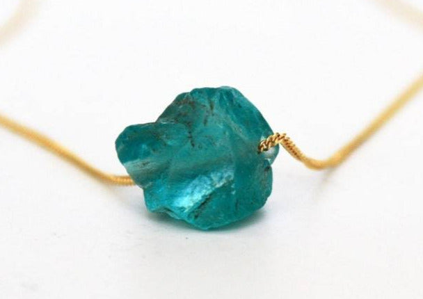 Apatite Necklace, Raw Apatite Stone Layering Necklace, Boho Necklace, Healing Crystal Necklace, Birthday Gift