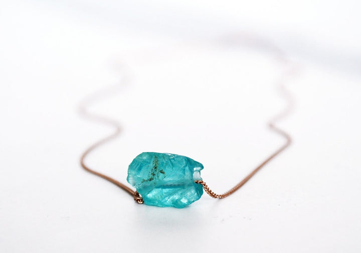 Apatite Necklace, Raw Apatite Stone Layering Necklace, Boho Necklace, Healing Crystal Necklace, Birthday Gift