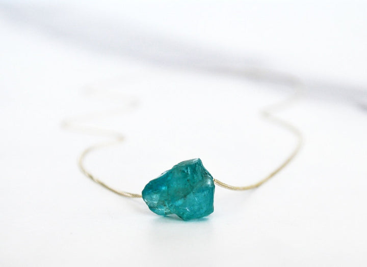 Apatite Necklace, Raw Apatite Stone Layering Necklace, Boho Necklace, Healing Crystal Necklace, Birthday Gift