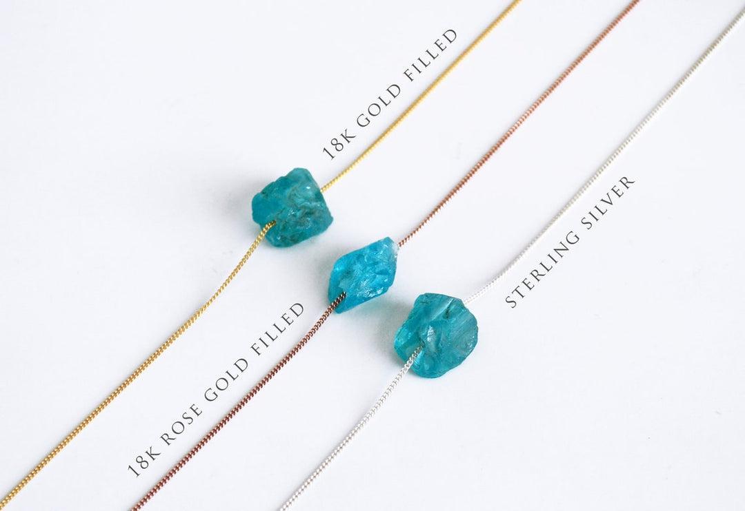 Apatite Necklace, Raw Apatite Stone Layering Necklace, Boho Necklace, Healing Crystal Necklace, Birthday Gift