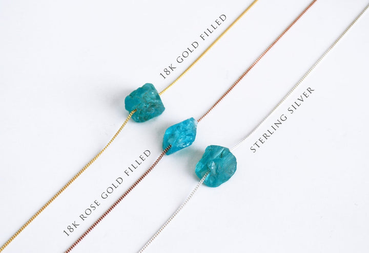 Apatite Necklace, Raw Apatite Stone Layering Necklace, Boho Necklace, Healing Crystal Necklace, Birthday Gift