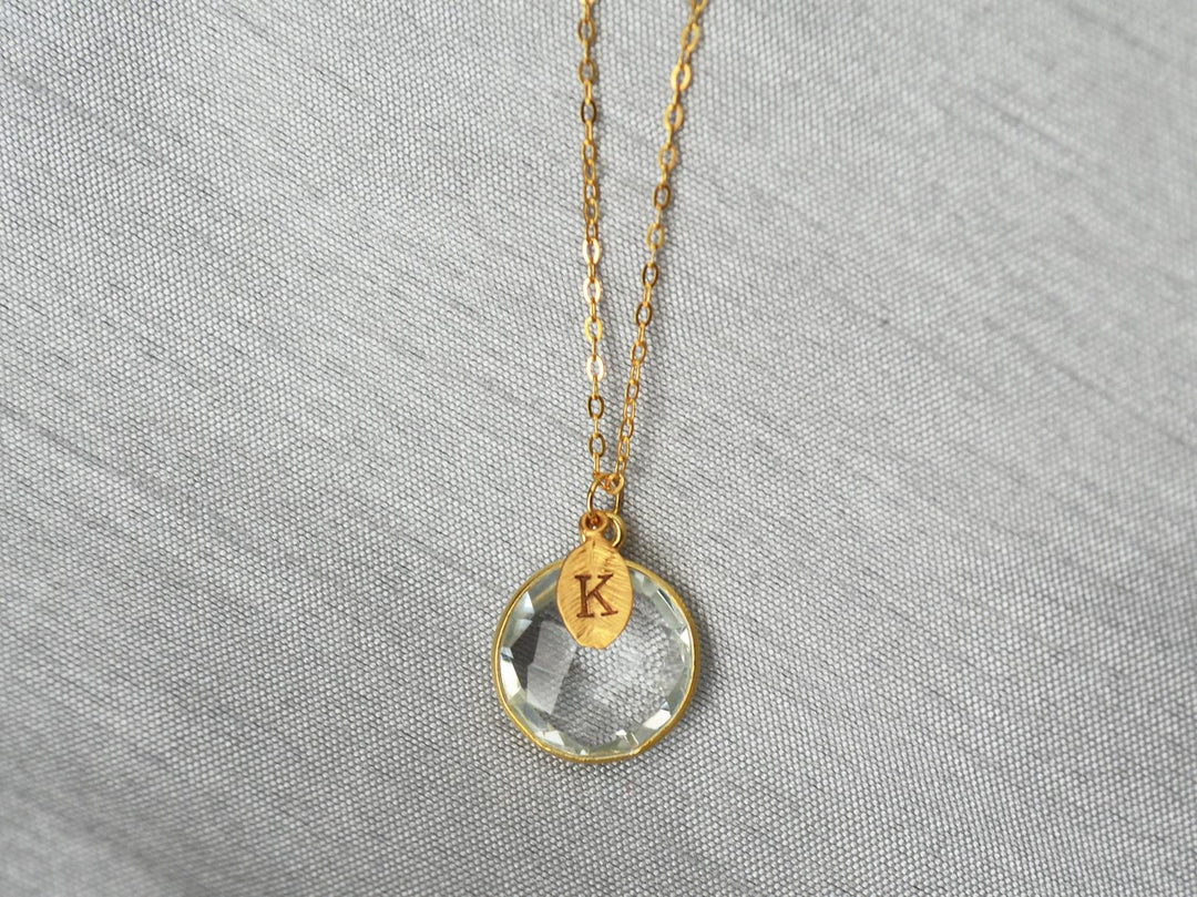 April Birthstone Necklace, Diamond Necklace, 18K Gold or Sterling Silver, Round Personalized Necklace, Gift for Wife, Bridesmaid, Mom or Grandma Gift