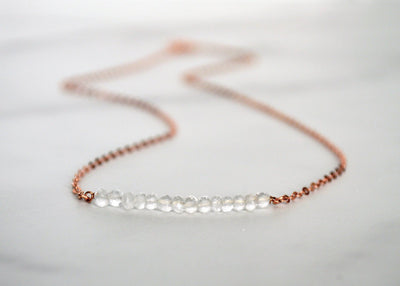April Birthstone Necklace, Layering Necklace, Crystal Beaded Bar Necklace, Dainty Necklace, Bridesmaid Gift, April Birthday Gift for Her