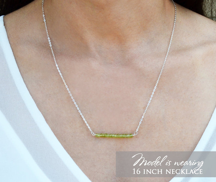 April Birthstone Necklace, Layering Necklace, Crystal Beaded Bar Necklace, Dainty Necklace, Bridesmaid Gift, April Birthday Gift for Her