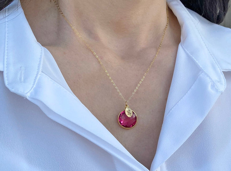 April Birthstone Necklace, Diamond Necklace, 18K Gold or Sterling Silver, Round Personalized Necklace, Gift for Wife, Bridesmaid, Mom or Grandma Gift