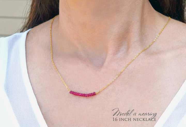 Aquamarine Beaded Bar Necklace, Dainty Aquamarine Necklace, March Birthstone Necklace, Bridesmaid Gift, March Birthday, Gift for Her