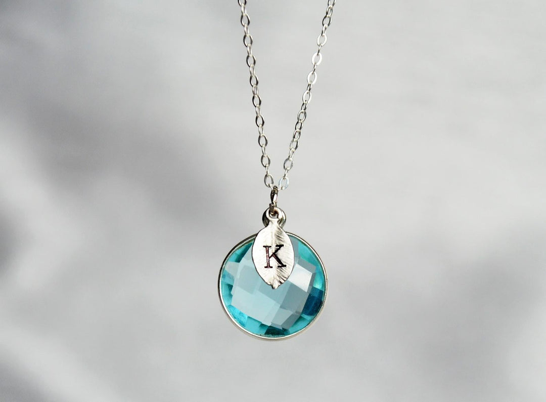 Aquamarine march birthstone necklace deals