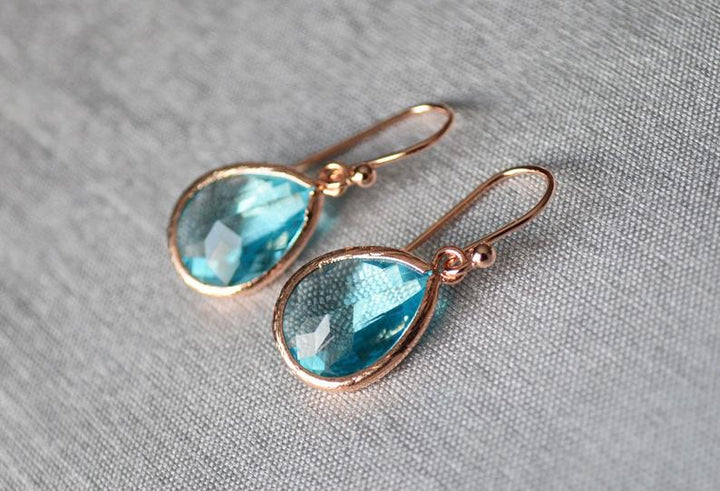 Aquamarine earrings, March Birthstone Gift, March Birthstone earrings, Bridesmaid earrings, March Birthday Gift for Her, Tear Drop Earrings
