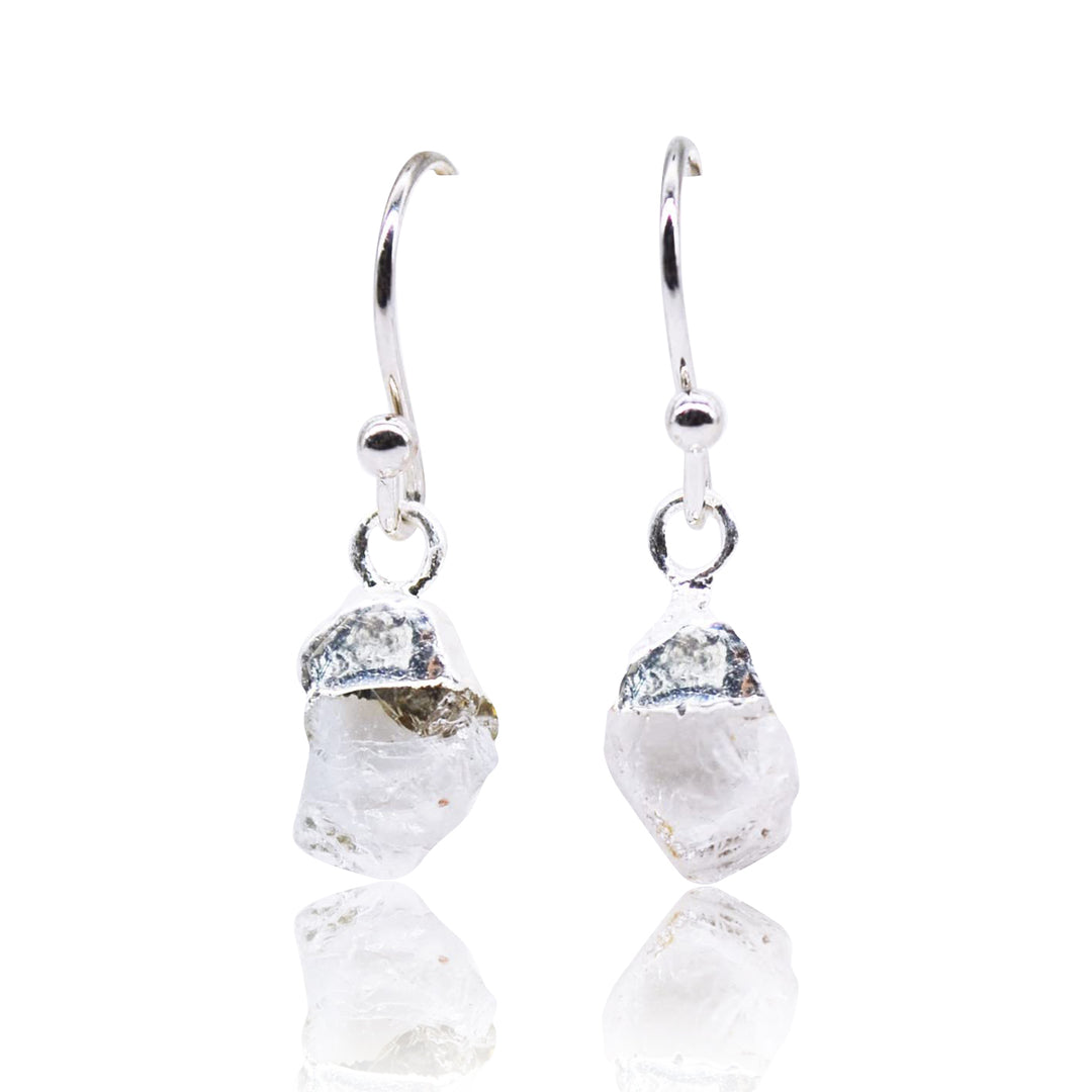 Raw Herkimer Diamond Earrings, Personalized April Birthstone Earrings