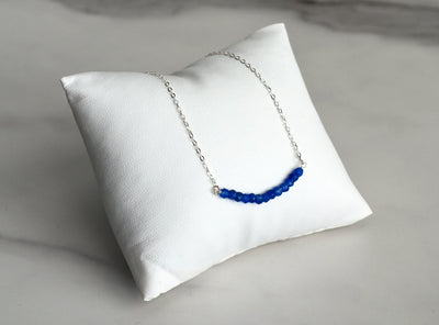 Beaded Bar Sapphire Necklace, Dainty Sapphire Necklace, September Birthstone Necklace, Bridesmaid Gift, September Birthday Gift for Her