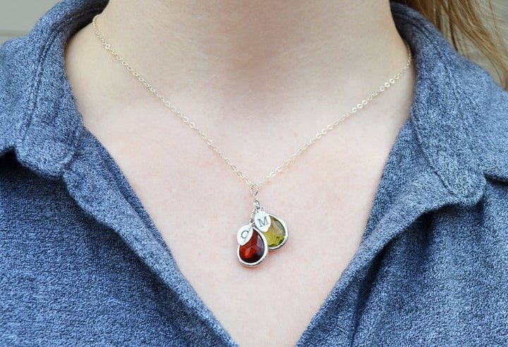 Aunt necklace with birthstones top