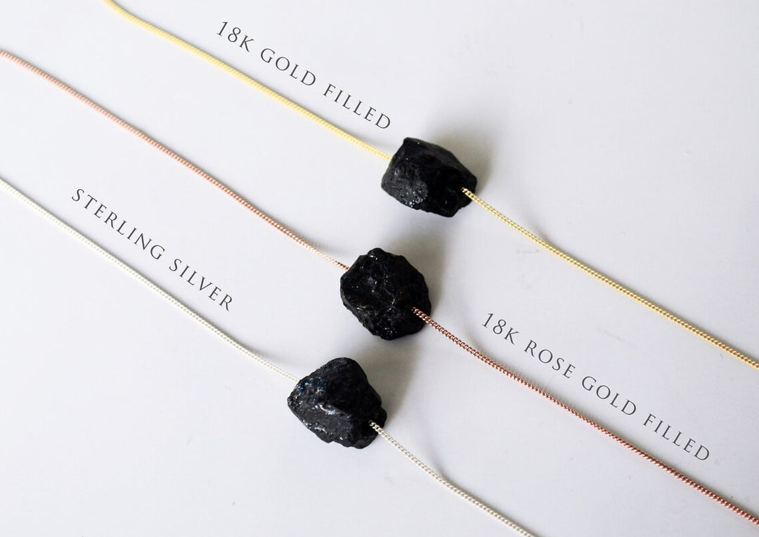 Black Tourmaline Necklace, Raw Black Tourmaline Stone Layering Necklace, Boho Necklace, Healing Crystal Necklace, Birthday Gift