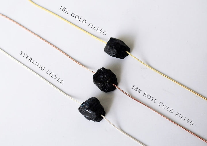 Black Tourmaline Necklace, Raw Black Tourmaline Stone Layering Necklace, Boho Necklace, Healing Crystal Necklace, Birthday Gift