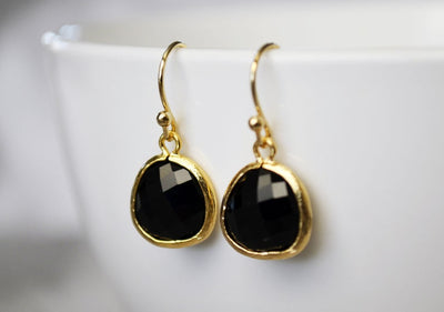 Black Onyx Earrings, Gift for Her, Wife Gift, Onyx Jewelry Set, Black Onyx Jewelry