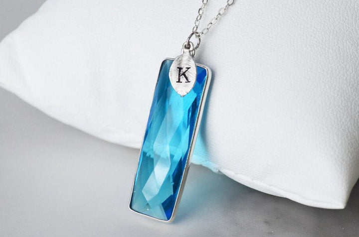 Blue Topaz Necklace, December Birthstone Necklace, Sterling Silver or 18K Gold, Personalized Necklace, Bridesmaid Gift, Mom Necklace