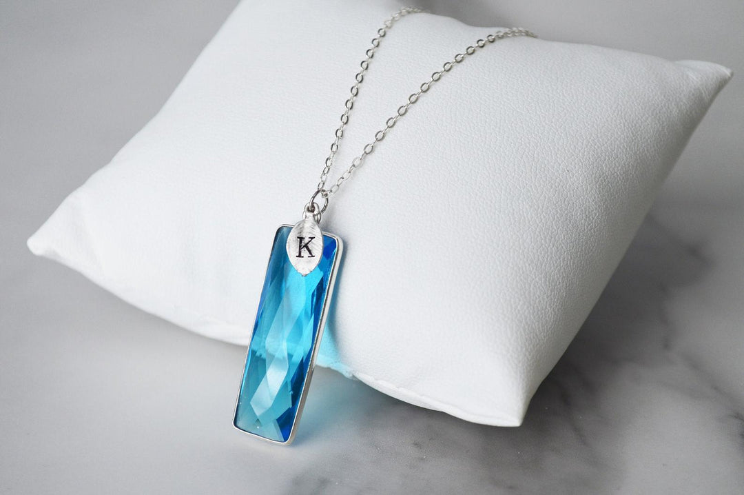 Blue Topaz Necklace, December Birthstone Necklace, Sterling Silver or 18K Gold, Personalized Necklace, Bridesmaid Gift, Mom Necklace
