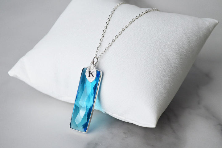 Blue Topaz Necklace, December Birthstone Necklace, Sterling Silver or 18K Gold, Personalized Necklace, Bridesmaid Gift, Mom Necklace