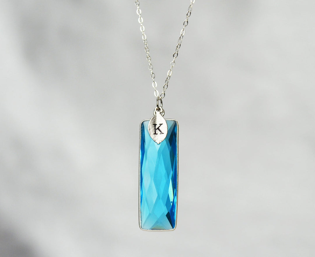 Blue Topaz Necklace, December Birthstone Necklace, Sterling Silver or 18K Gold, Personalized Necklace, Bridesmaid Gift, Mom Necklace