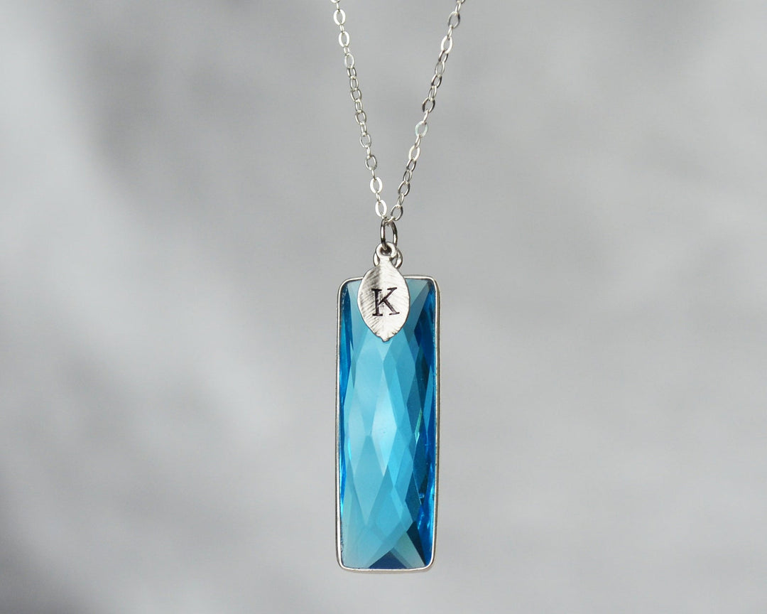 Blue Topaz Necklace, December Birthstone Necklace, Sterling Silver or 18K Gold, Personalized Necklace, Bridesmaid Gift, Mom Necklace