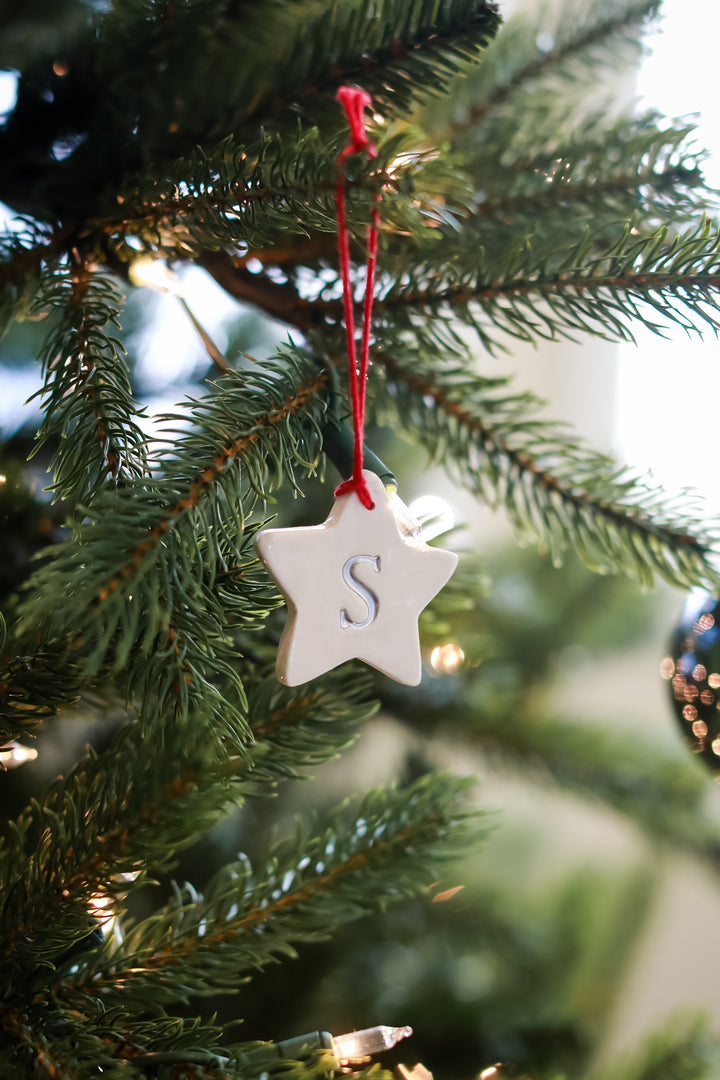 Star Ornament, Small Star Initial Christmas Ornament, Letter Ornament