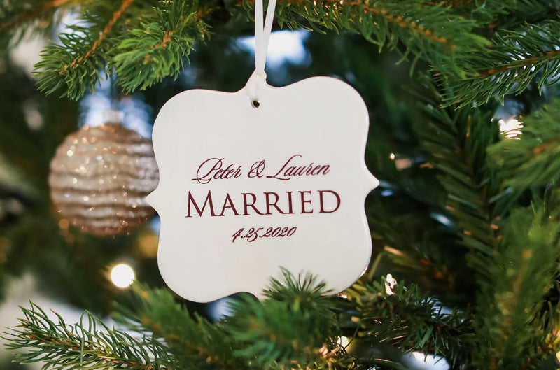 Just Married Ornament, Our First Christmas, Wedding Ornament, Newlywed Ornament - Christmas Gift