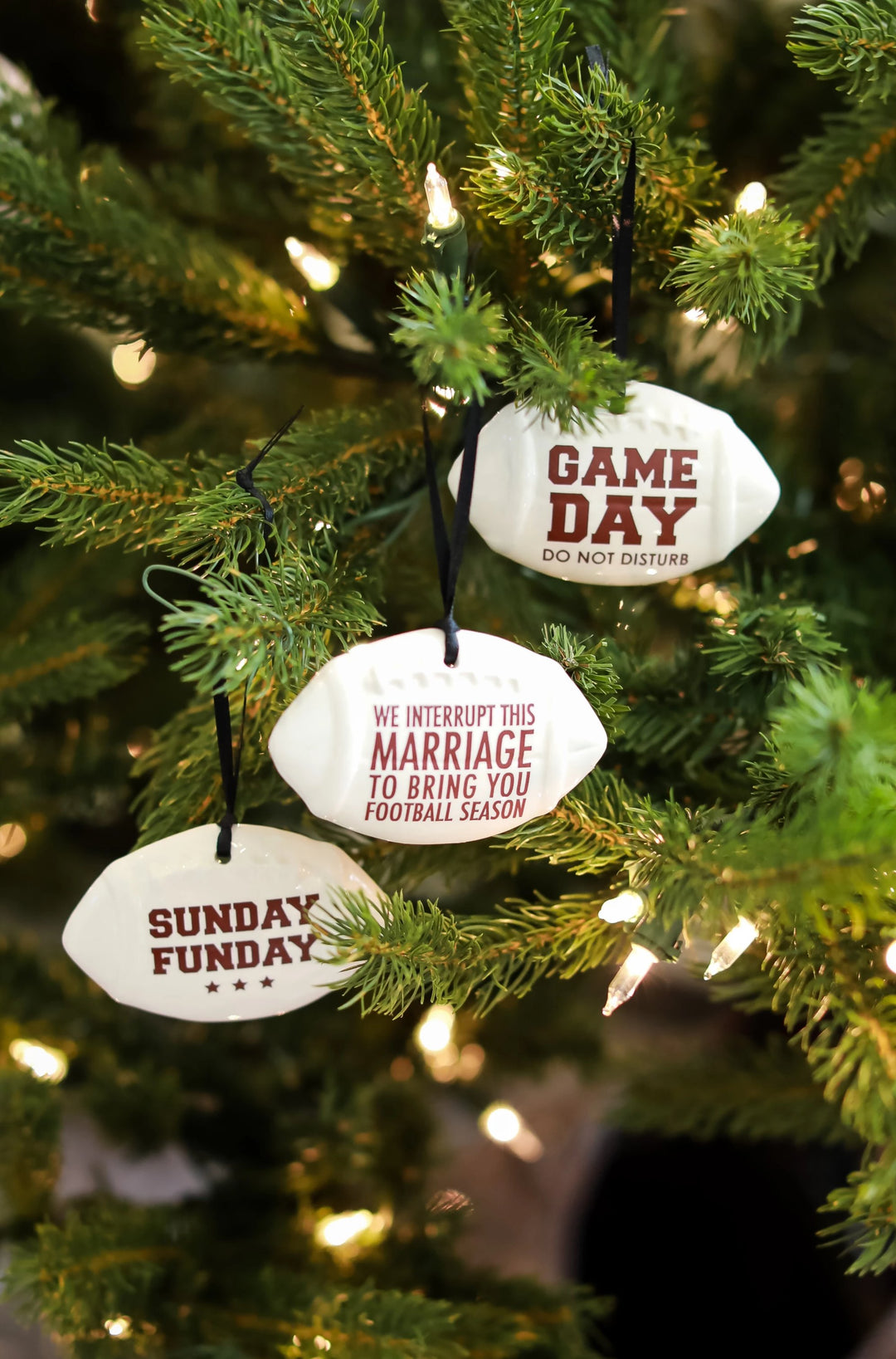 Football Ornament - We Interrupt This Marriage to Bring You ... - Christmas Gift For Husband - READY TO SHIP