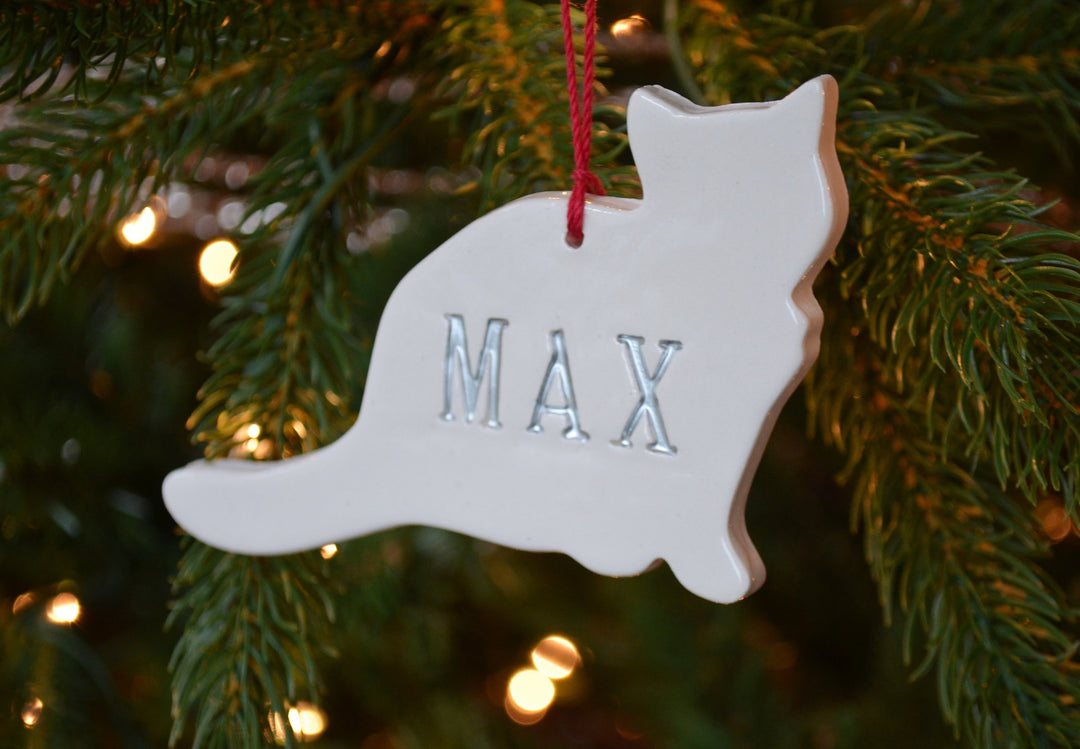 Cat Christmas Ornament, Personalized Cat Ornament, Custom Cat Ornament with Name