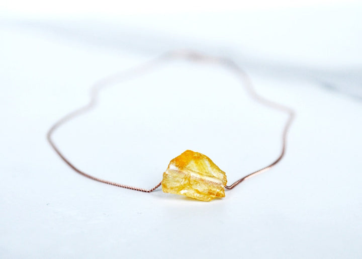 Citrine Necklace, November Birthstone Necklace, Raw Crystal Necklace, Raw Stone Layering Necklace, Boho Necklace, Healing Crystals