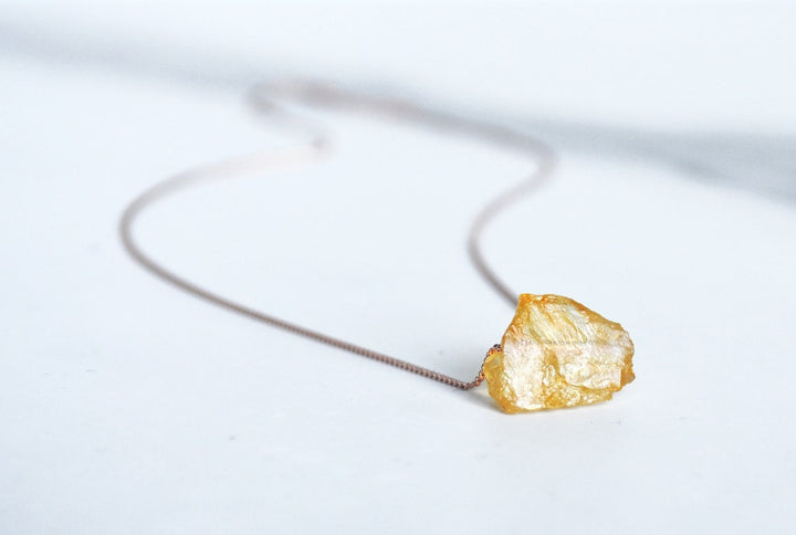 Citrine Necklace, November Birthstone Necklace, Raw Crystal Necklace, Raw Stone Layering Necklace, Boho Necklace, Healing Crystals