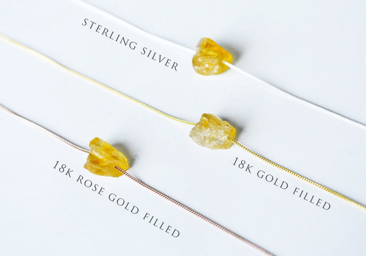Citrine Necklace, November Birthstone Necklace, Raw Crystal Necklace, Raw Stone Layering Necklace, Boho Necklace, Healing Crystals
