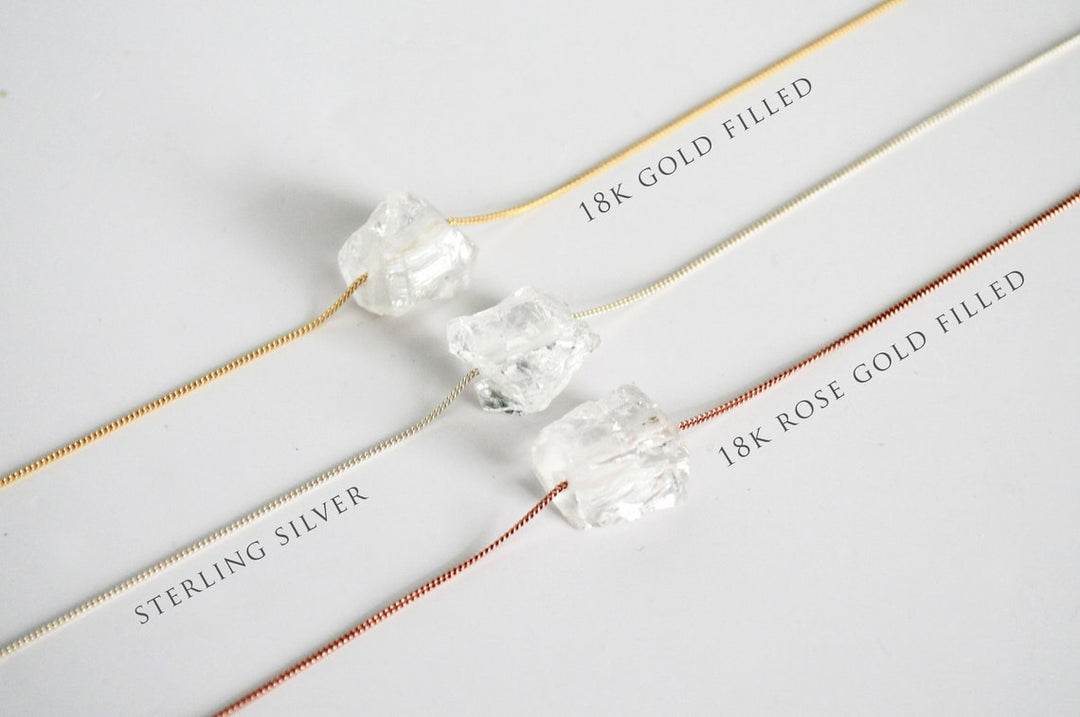 Clear Quartz Necklace, Raw Clear Quartz Stone Layering Necklace, Boho Necklace, Healing Crystal Necklace, Birthday Gift